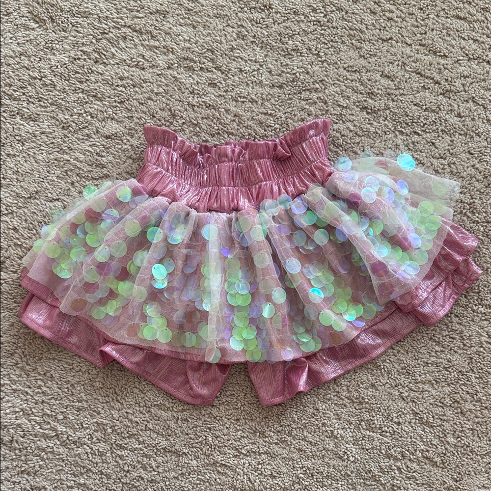 Lola and the Boys Pink Iridescent Sequin Tutu Skort